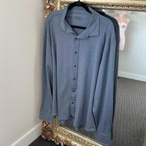 Untuckit Performance Button-Up Shirt Long Sleeve Collared Size XXL Blue